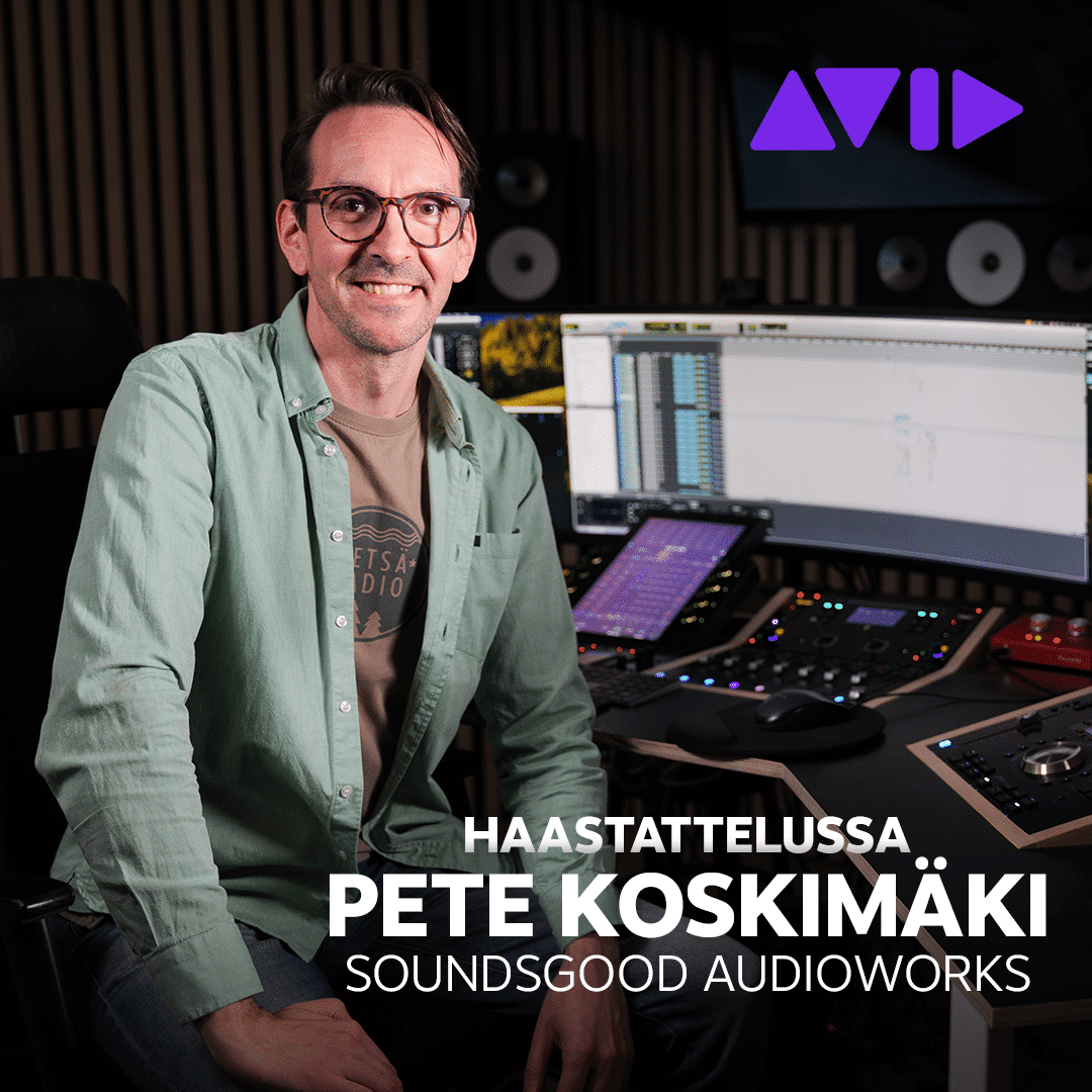 Pete Koskimäki Soundsgood Audioworks -studion Avid S6 DAW-ohjaimen edessä.