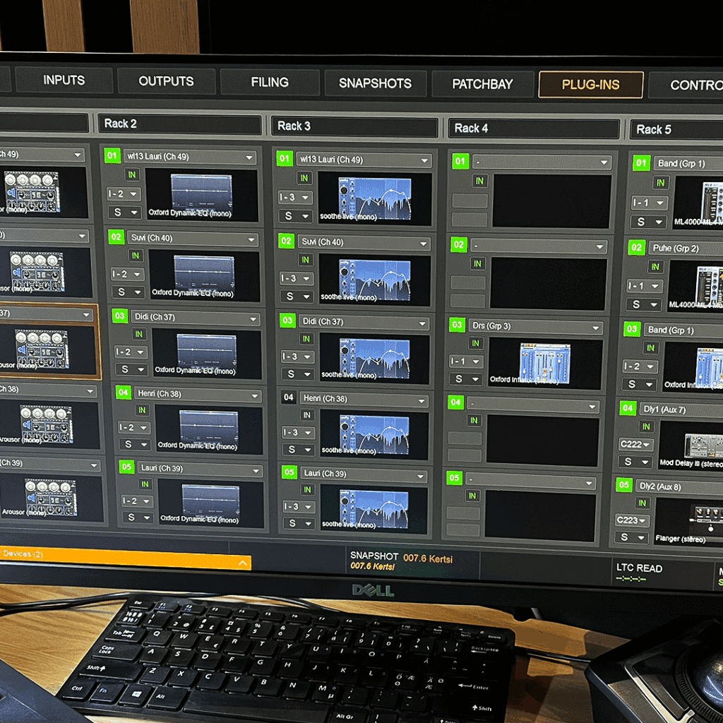 Avid VENUE S6L -mikserin ulkoisen näytön Plug-in -näkymä.