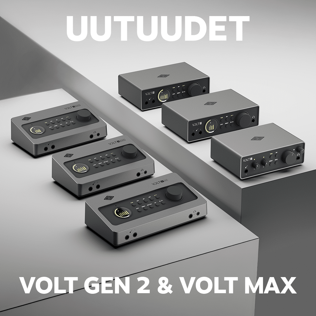 Uutuudet Volt Gen 2 & Volt Max -teksti ja kuusi Volt-interfacea yläviistosta kuvattuna.